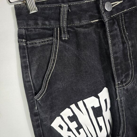 Mauv Studio Black Star Letter Graphic Cargo Jeans Size S - Picture 4 of 12